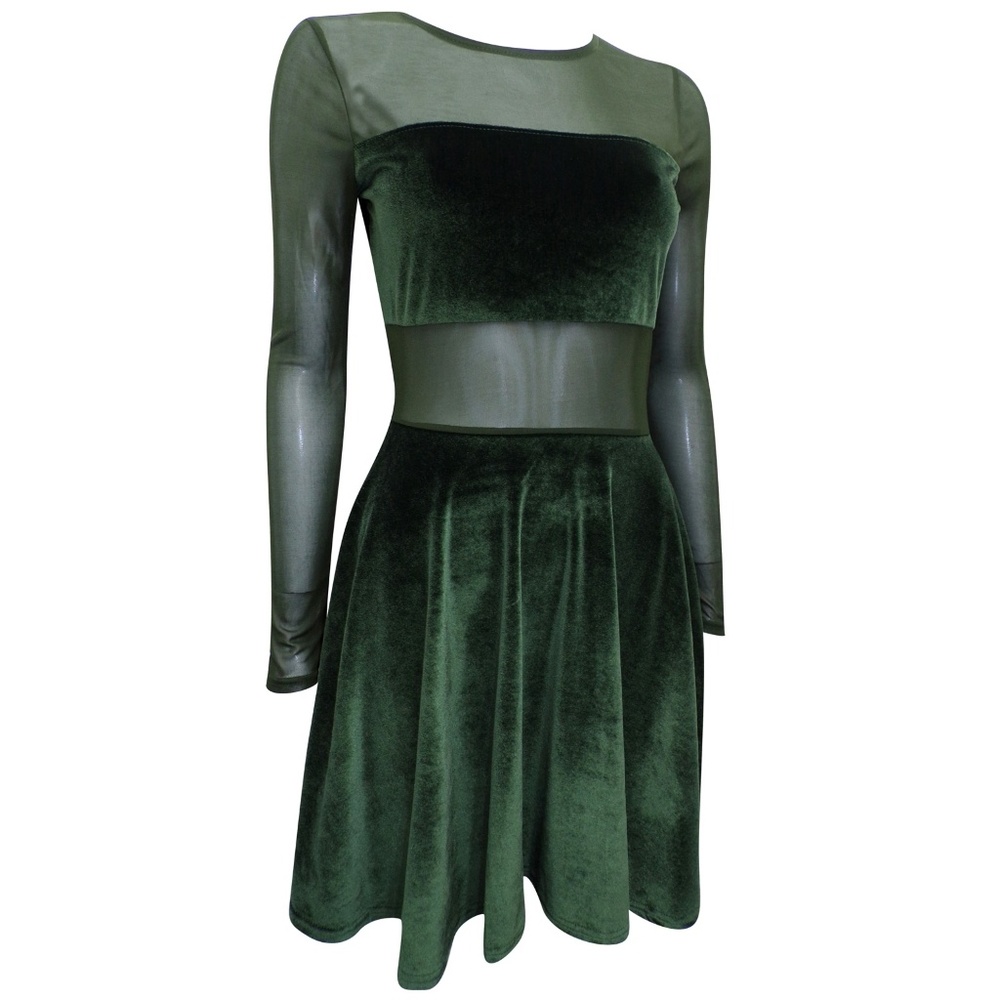 MISSGUIDED velvet and mesh skater dress - Picture 6 of 7